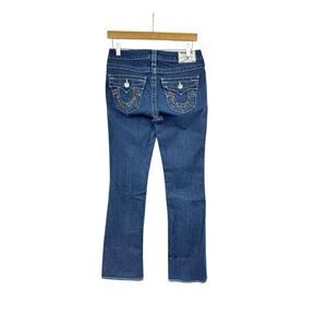 True Religion Y2K Becky Low Rise Bootcut Jeans Bling Dark Wash Womens Size 28